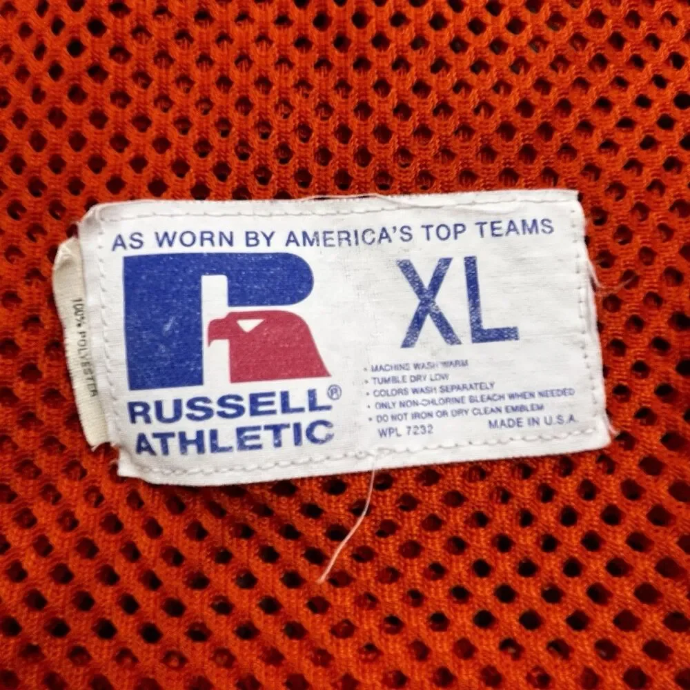 Vintage Russell Athletic Practice Football Jersey Men XL Orange Mesh Grissom 86